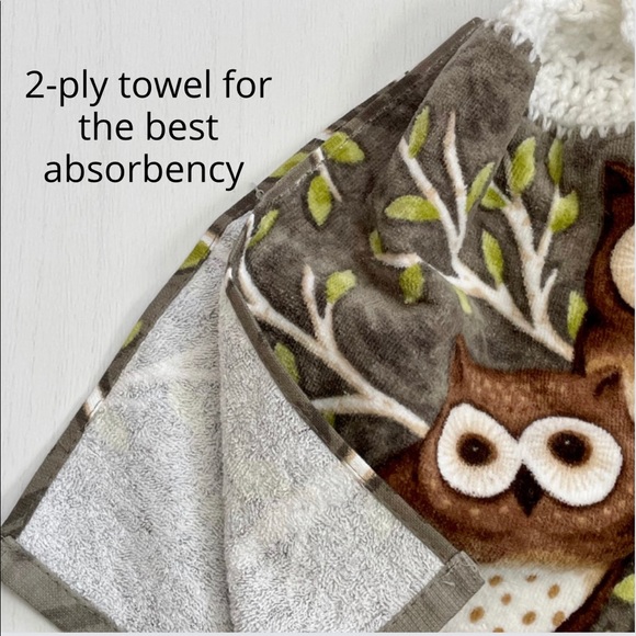 Owl Hanging Hand Towel / Brown / Handmade - Picture 2 of 3